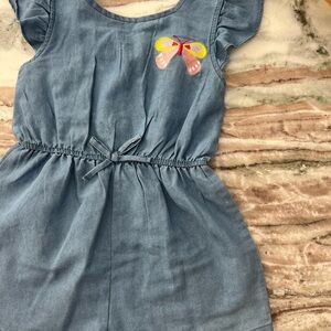 Denim Romper with Butterfly
